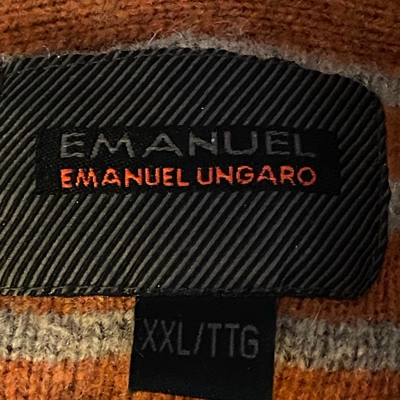 Emanuel Ungaro Men’s Lambswool 1/4 Zip Sweater Brown Gray Size XXL - Picture 6 of 8